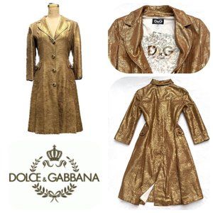 Auc Dolce Gabbana Gold Brocade Floral Coat IT 38